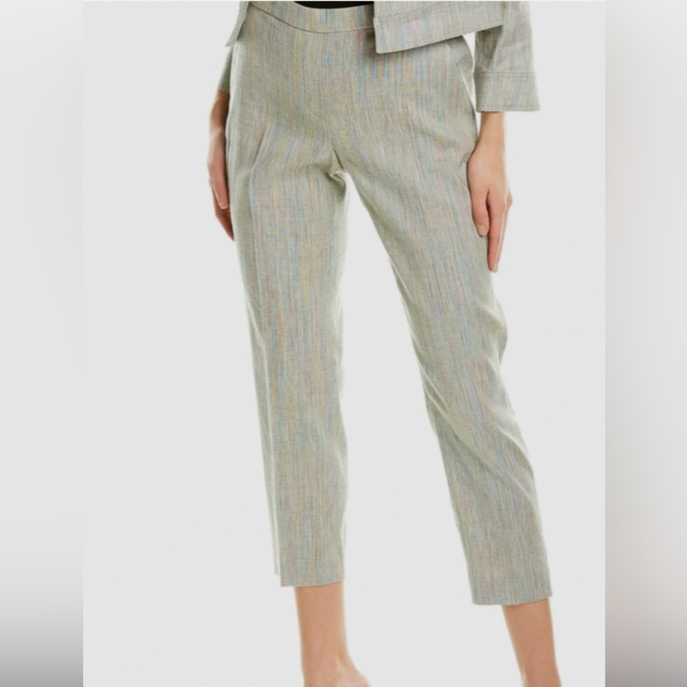 Theory Women’s Treeca Pull-On Pants in Multicolor Linen Fabric. Size 10. SKU 365
